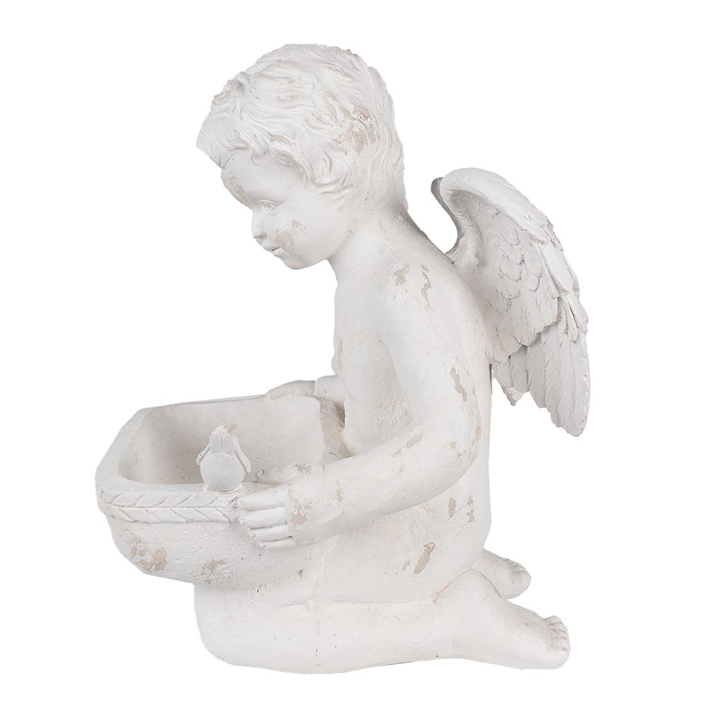 Decoratie Beeld Engel 36x39x51 cm Wit Magnesium (MGO)
