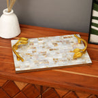 Decoratief dienblad - Handvatten van bladgoud - Parelmoerhars