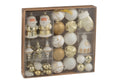 J-Line kerstbal - kunststof - wit/goud - doos van 45