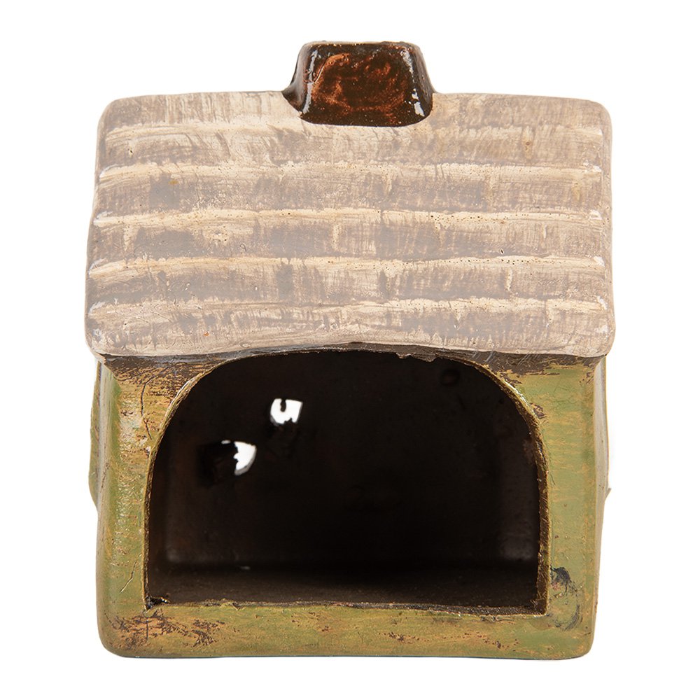 Waxinelichthouder Huis 8x7x10 cm Groen Keramiek
