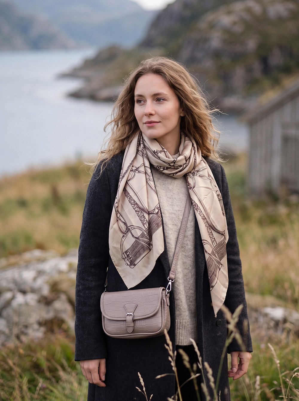 Sjaal Dames Print 90x180 cm Beige Synthetisch Shawl Dames