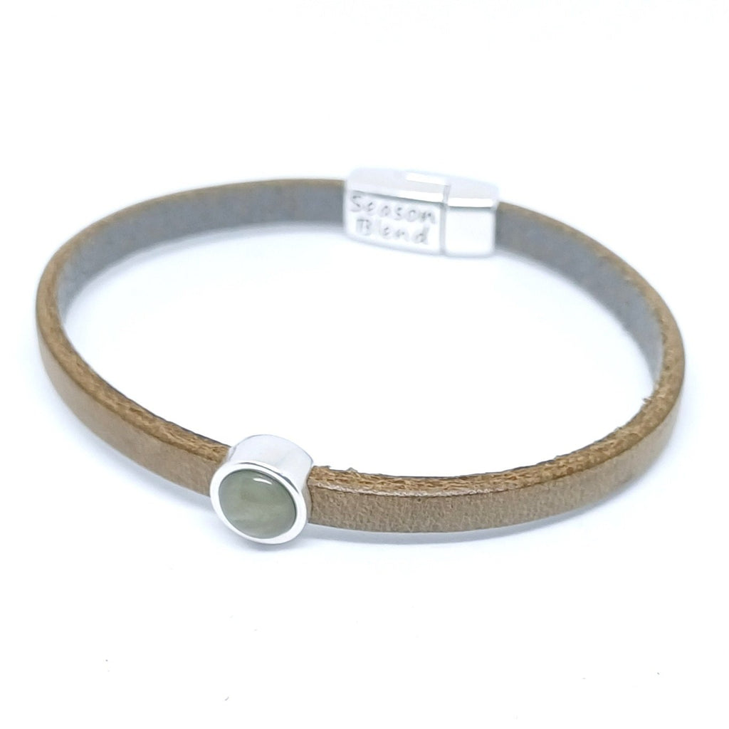 Timeless leren armband antiek verzilverd groentinten