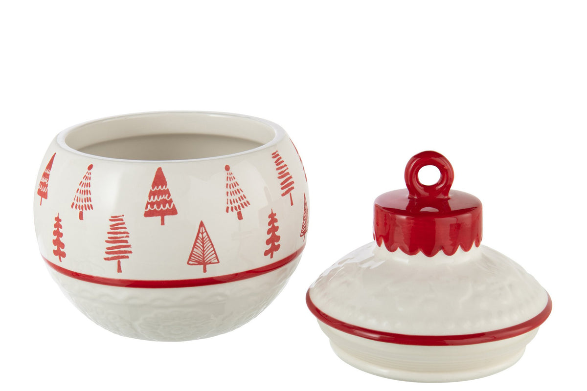 J-Line voorraadpot Kerstmis Bal Dolomiet - keramiek - rood/wit