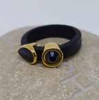 Fancy leren ringen Swarovski & emaille (set van 12 stuks)