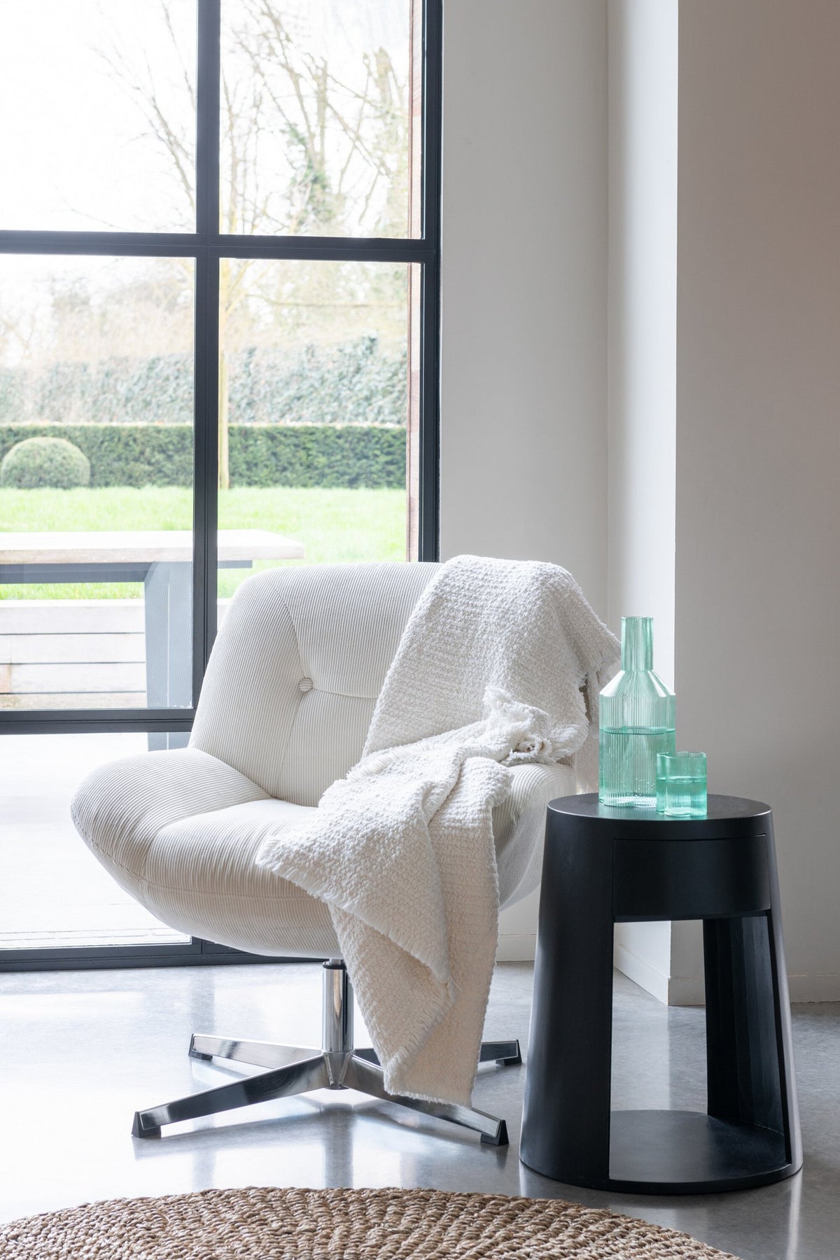 J-Line loungestoel Chill - metaal/multiplex - creme/zilver