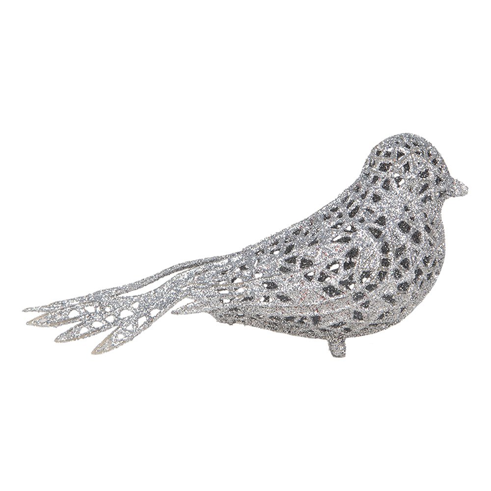 Kersthanger Vogel 16x6x6 cm Zilverkleurig Kunststof