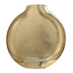 J-Line vaas Miki - glas - transparant/goud - small - Ø 15 cm