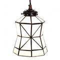 Hanglamp Tiffany Ø 15x115 cm wit Bruin Glas Hanglamp Eettafel