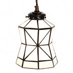 Hanglamp Tiffany Ø 15x115 cm wit Bruin Glas Hanglamp Eettafel