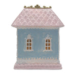 Gingerbread house met LED 12x9x15 cm Blauw Polyresin