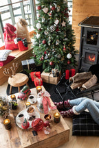 J-Line decoratie Boom + House Advent Calendar - hout - wit/naturel