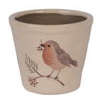 Bloempot Ø 12x11 cm Beige Keramiek Vogel