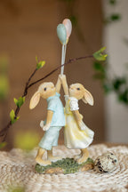 Beeld Konijn 22 cm Groen Bruin Polyresin