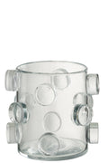 J-Line vaas Pebbles - glas - transparent - small - Ø 21.5 cm