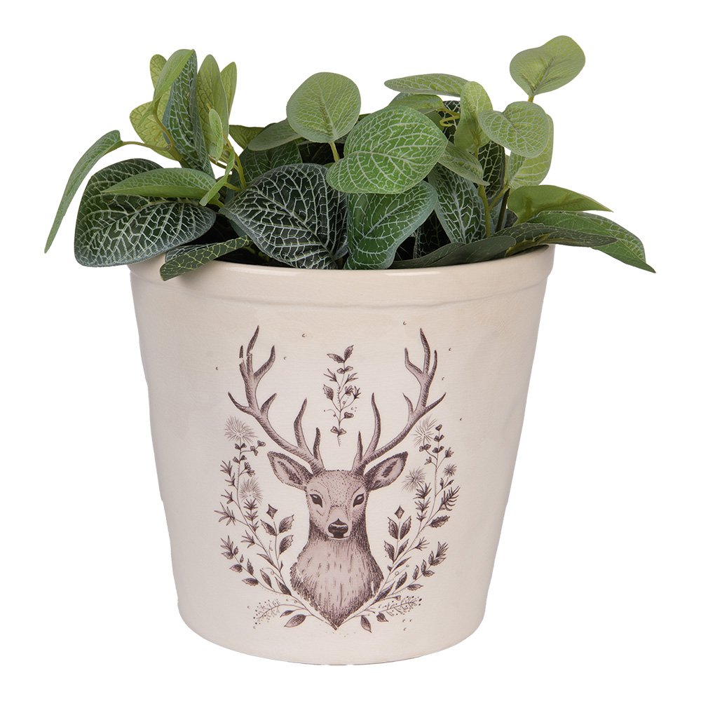 Bloempot Ø 21x20 cm Beige Keramiek Hert