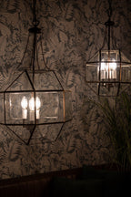 Hanglamp 30x30x170 cm transparant metaal hanglamp eettafel