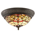 Plafondlamp Tiffany Ø 38x20 cm Geel Glas Plafonniere