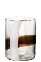 J-Line Vaas Iggy - glas - wit/bruin - small - Ø 20 cm