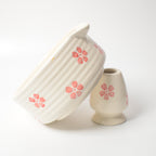 Serveerschaal | Keramieken handgeschilderde Matcha-set | Kersenbloesem set van 2