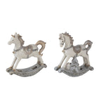 Beeld Set van 2 Paard 8 cm Wit Kunststof Kerstdecoratie