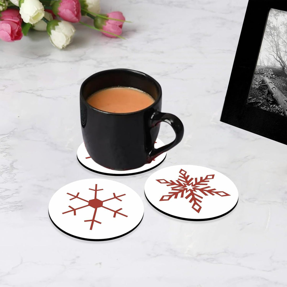 Elegante Boho houten theeonderzetters set van 6 met standaard | Diwali Gifting Home Keuken Decor Gemaakt in India