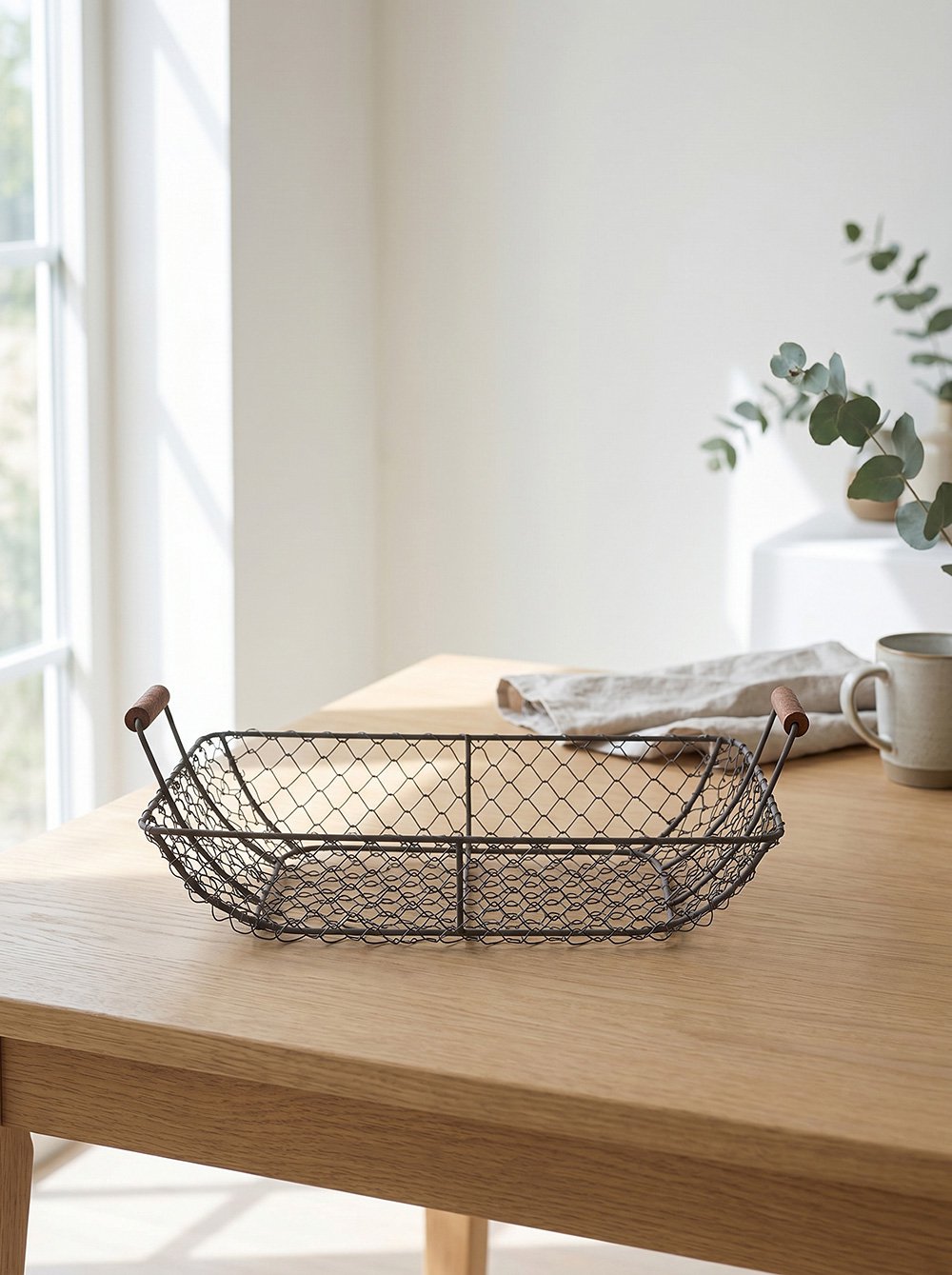 Opbergmand 32x26x12 cm Bruin Metaal Keuken Mandjes