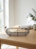 Opbergmand 32x26x12 cm Bruin Metaal Keuken Mandjes