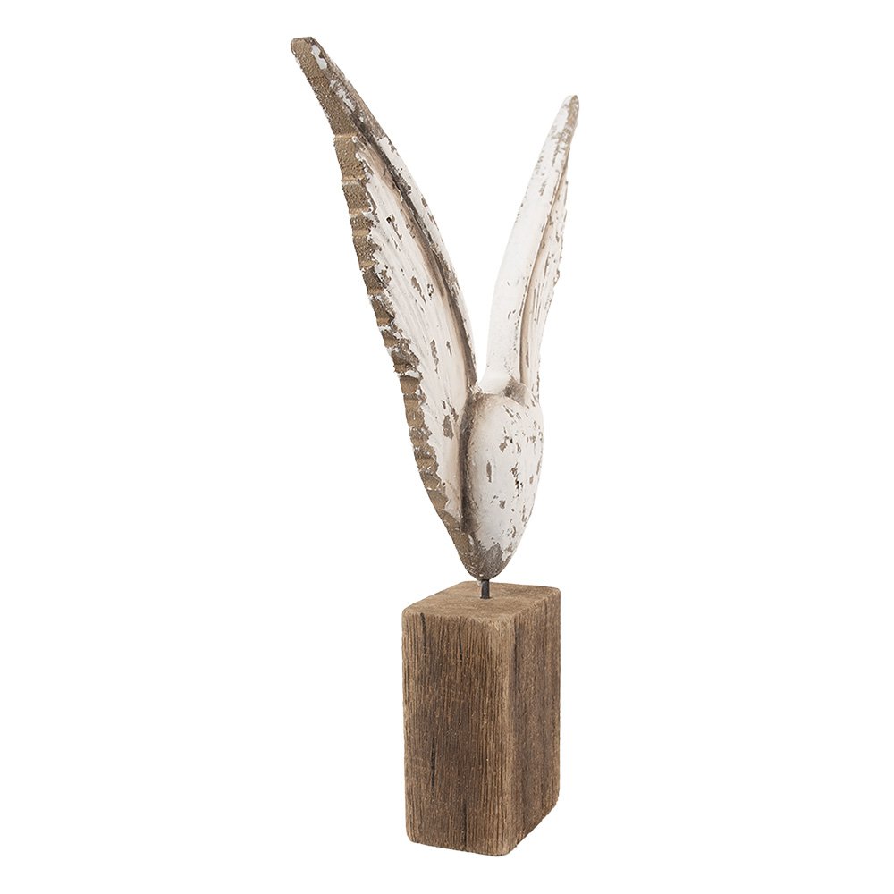 Decoratie Beld Vlugels 26x5x33 cm Wit Bruin Hout