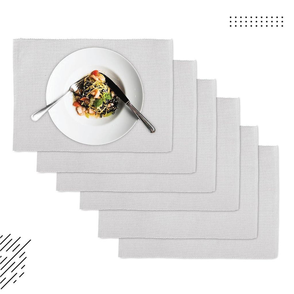 Eettafelmatten – Geribbeld Katoen – Set van 6 (48x32 cm)
