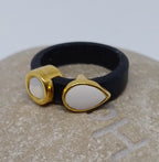 Fancy leren ringen Swarovski & emaille (set van 12 stuks)