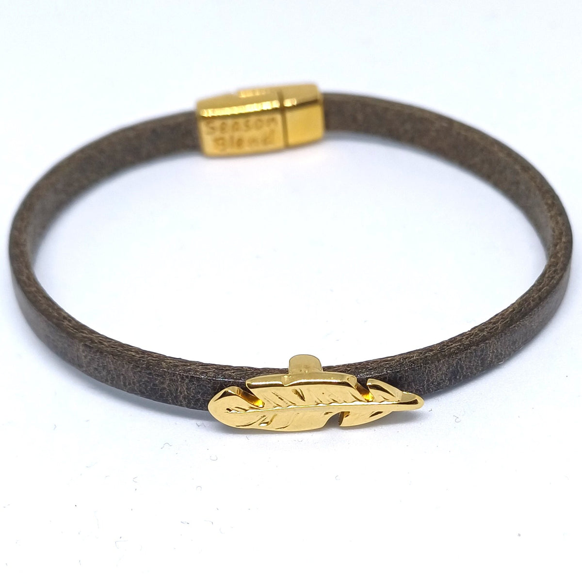 Semplice Plume 24K vergulde leren armband