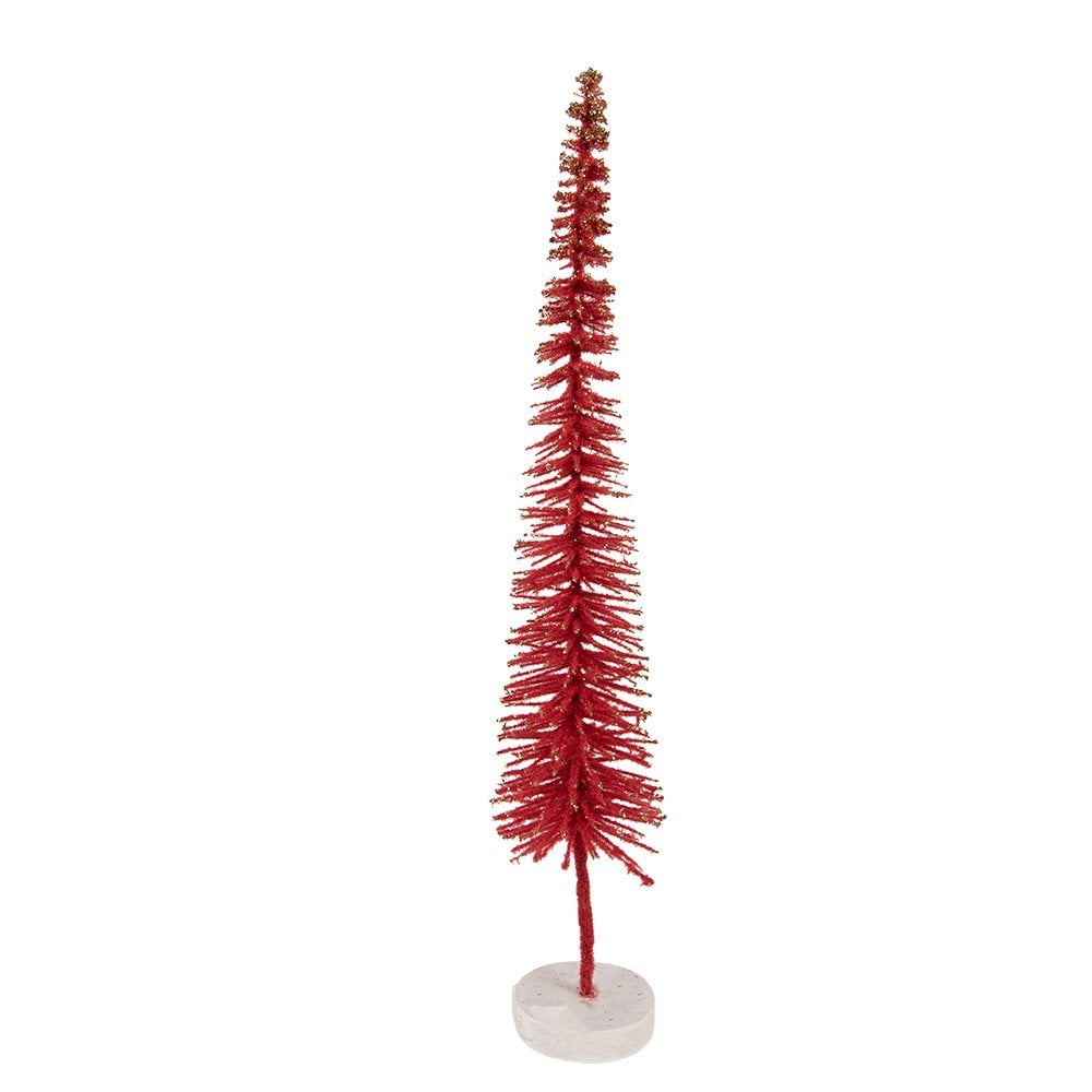 Kerstdecoratie Beeld Kerstboom Ø 8x40 cm Rood Hout