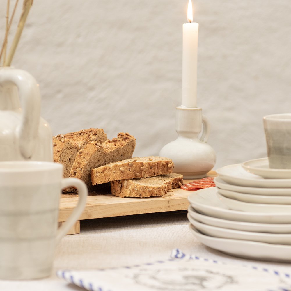 Kandelaar 14 cm Beige Porselein Kaarsenstandaard