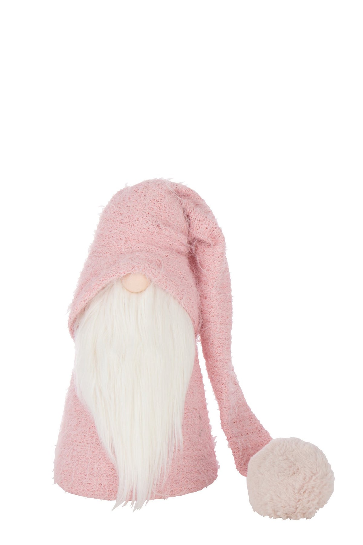 J-Line figuur Kerstman Winter - polyresin - roze/wit - S