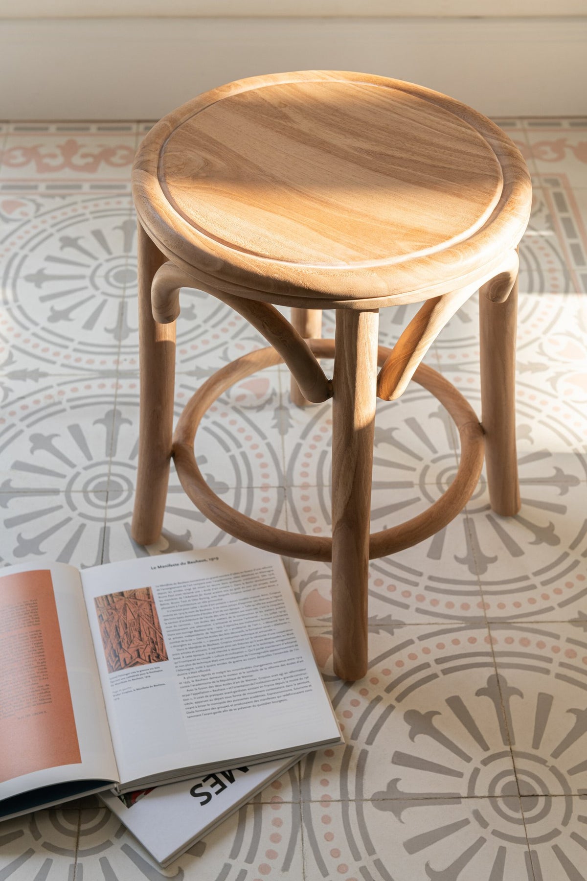 J-Line kruk Ali - teak hout - naturel