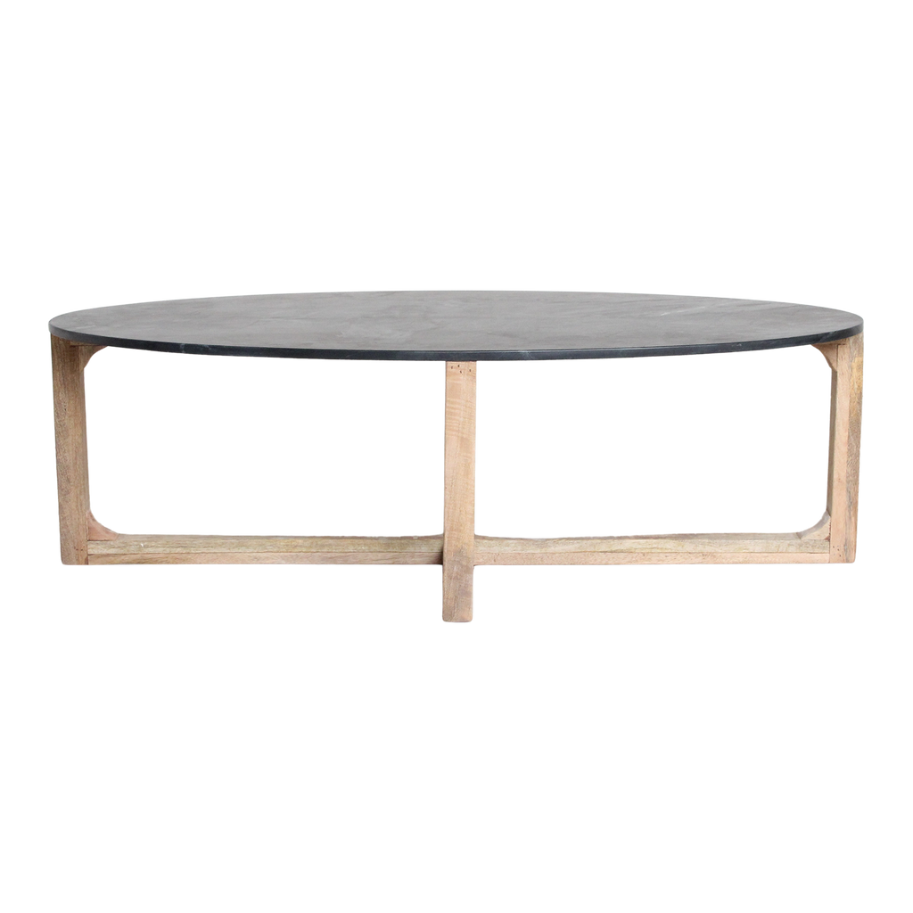 Ovale marmeren salontafel - zwart - 120x60x38 cm