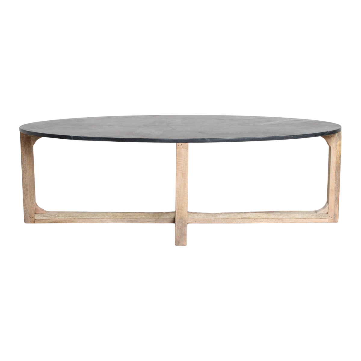Ovale marmeren salontafel - zwart - 120x60x38 cm