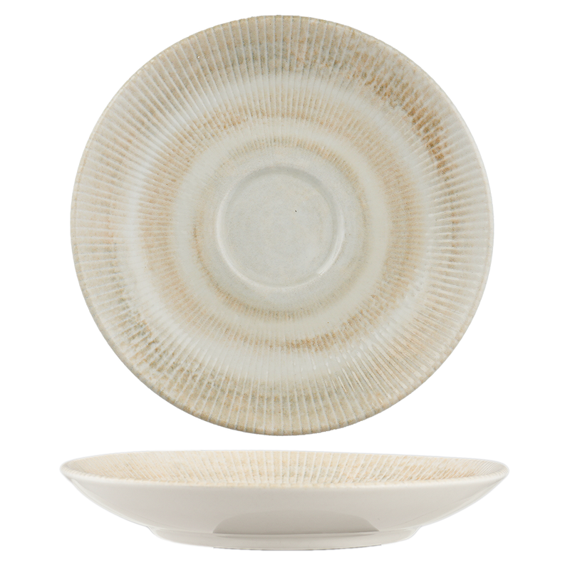 Paros Schelp Zand Porseleinen Schotel 15cm – Set van 12 | Fijne porseleinen koffie- en theeschotel | Professioneel horecaservies
