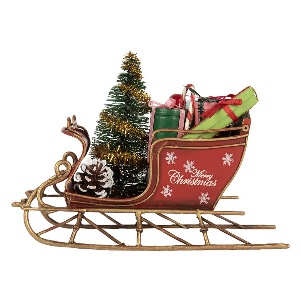 Kerstdecoratie Beeld Slee 17x8x12 cm Rood Metaal