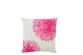 J-Line kussen Bloemen - katoen - wit/fuchsia