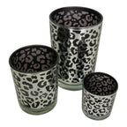 Theelichthouder zilver leopard large 18cm*