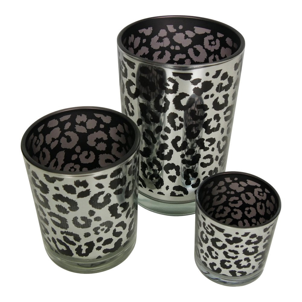 Theelichthouder zilver leopard large 18cm*