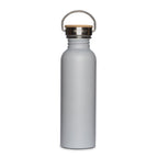 RVS drinkfles lekvrij bamboe dop Grey 750 ml