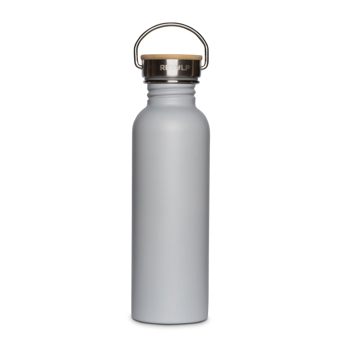 RVS drinkfles lekvrij bamboe dop Grey 750 ml