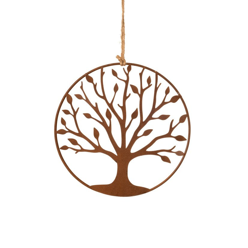 Metalen hanger levensboom 18cm roest