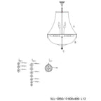 Kroonluchter Ø 60x85-200 cm Zilverkleurig IJzer Hanglamp