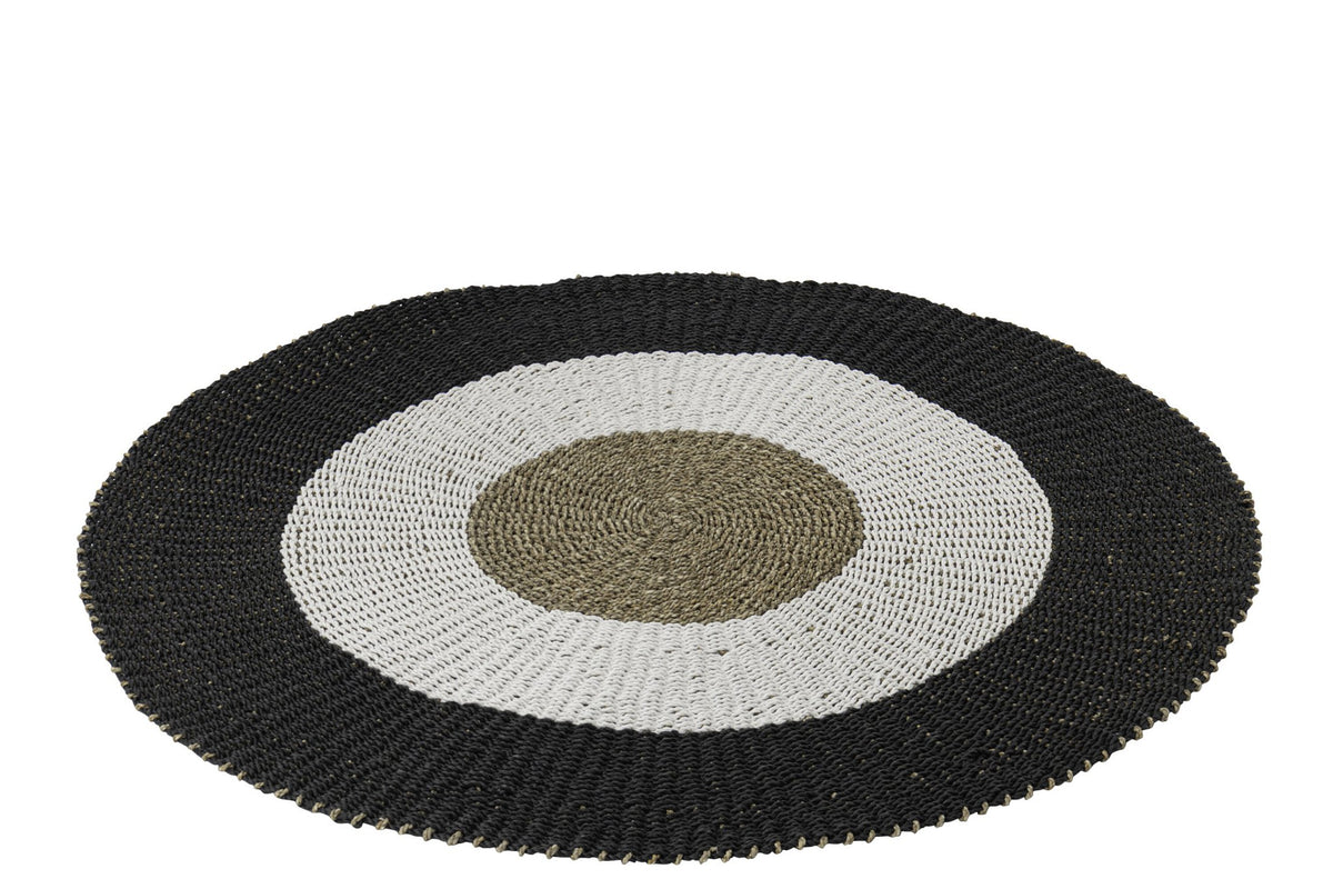 J-Line vloerkleed - kunststof - wit/zwart - M