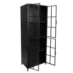 Vitrinekast Zwart, Metaal en Glas 60x43x171 cm