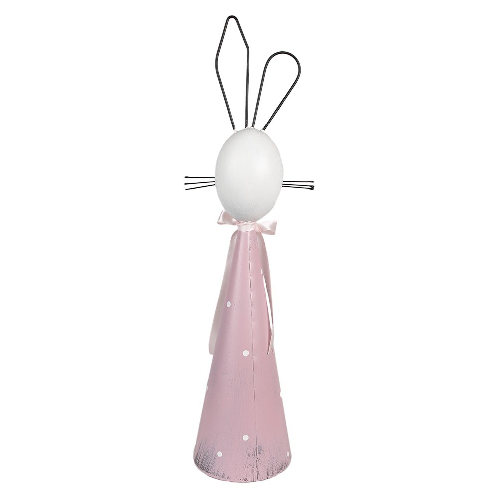 Decoratie Beeld Konijn 60 cm Wit Roze Metaal