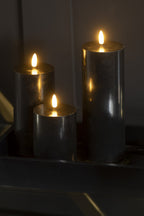 J-Line kaars - zwart - large - LED lichtjes